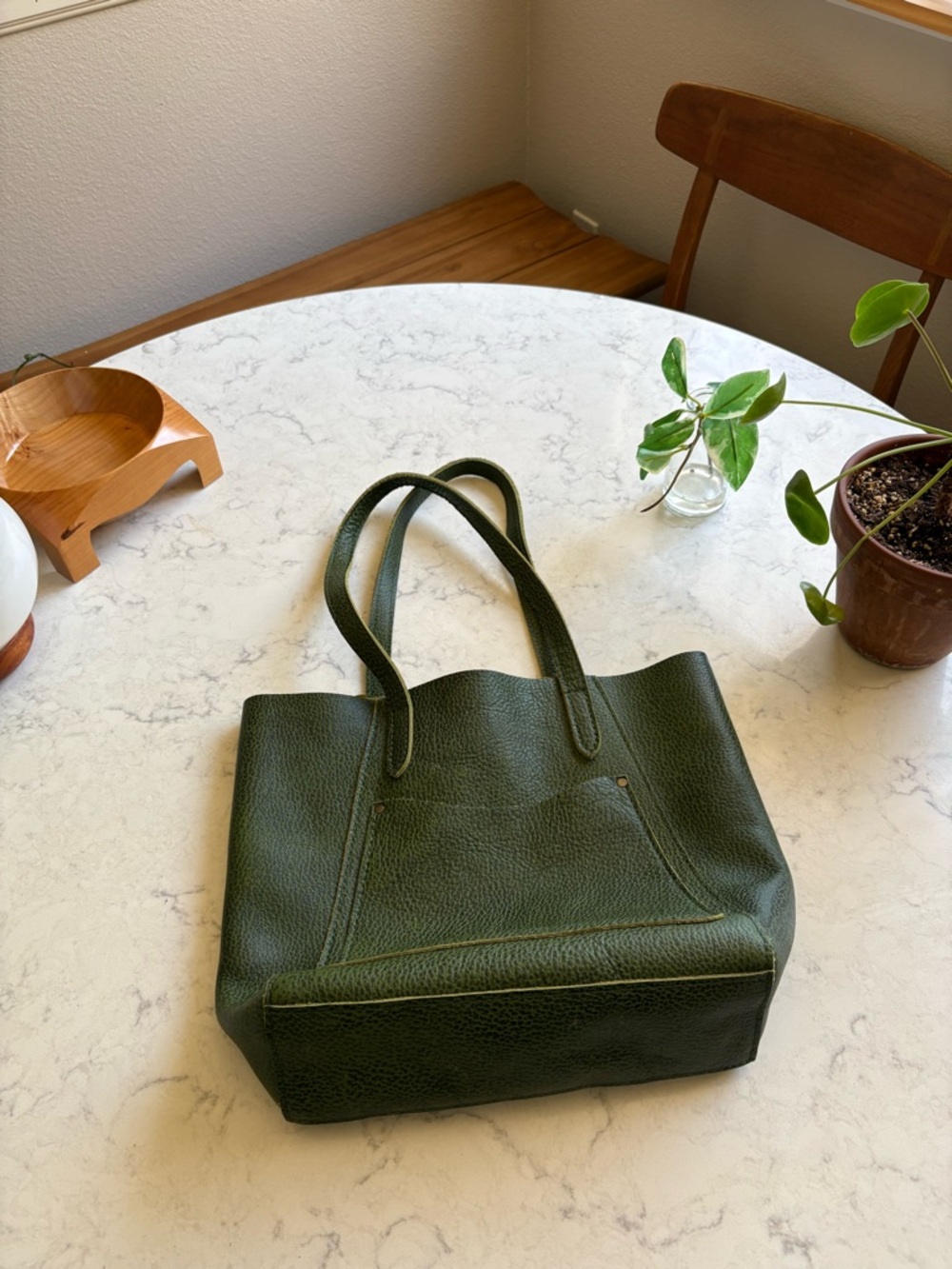 Portland Leather Classic Green Leather Tote Bag Large - Picture 2 of 15